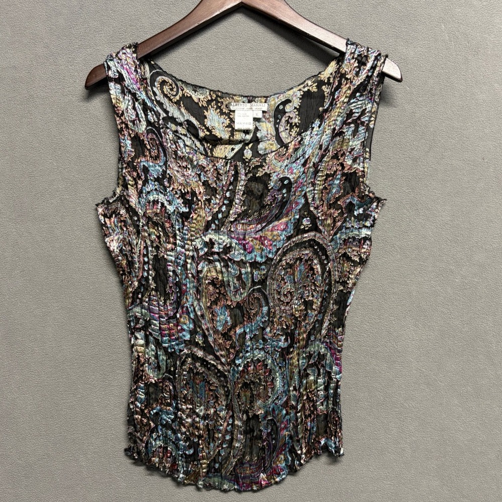 Alberto Makali Sleeveless Blouse Women XL Multicolor Excellent Paisley Silk